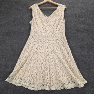 Altar'd State Dress Womens Medium Ivory‎ Lace Fit & Flare Sleeveless V Neck Boho
